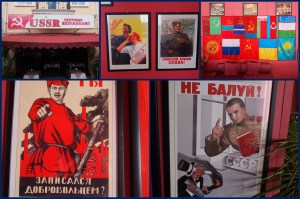 Russians are in Telaga. A collection of posters at the Russian restaurant