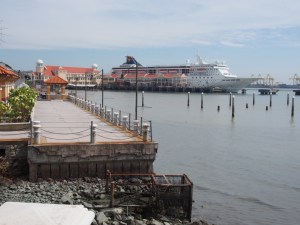 Pilings are all that's left of the city marina