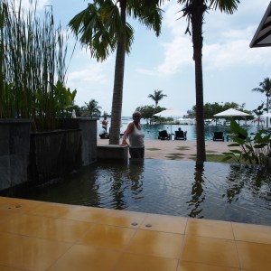 Checking out the quality of the swimming pool in the anchorage