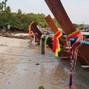 Toursit boats lined up in Ko Pi Pi Don