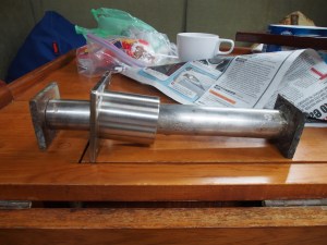 The replacement SS centreboard shaft, flange and end fittings. Limit the worry!