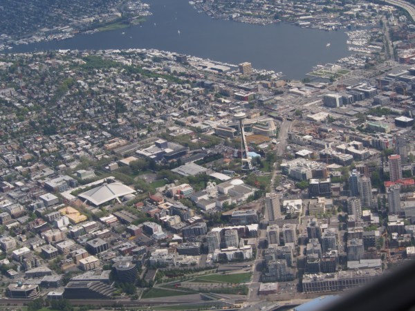 Flying over Seattle