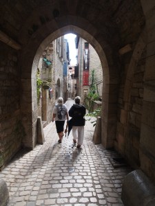 Strolling the streets of St. Antonin down to the Saturday market