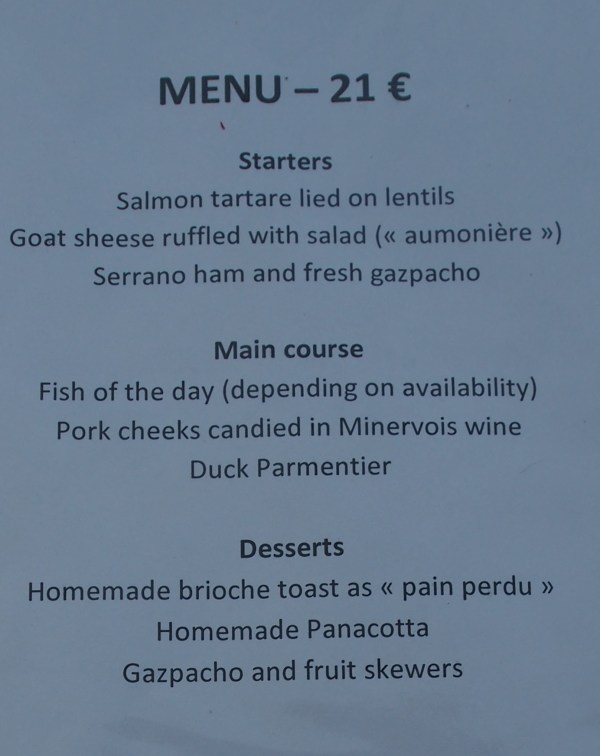 The menu