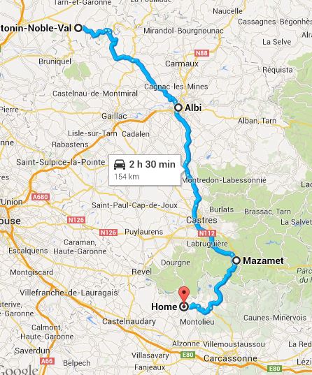 Our route - St. Antonin Noble Val to Saissac
