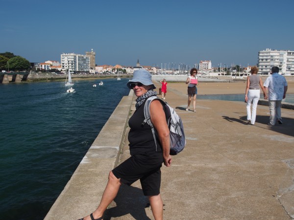 Connie on the breakwater at Les Sable d'Olonne