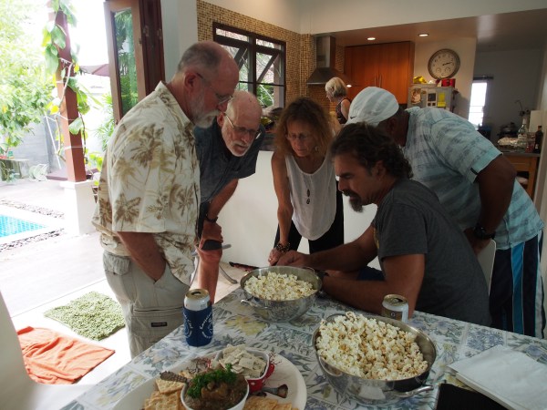 Richard, Dave, Marcia and Marcello hard on work route planning with a new app