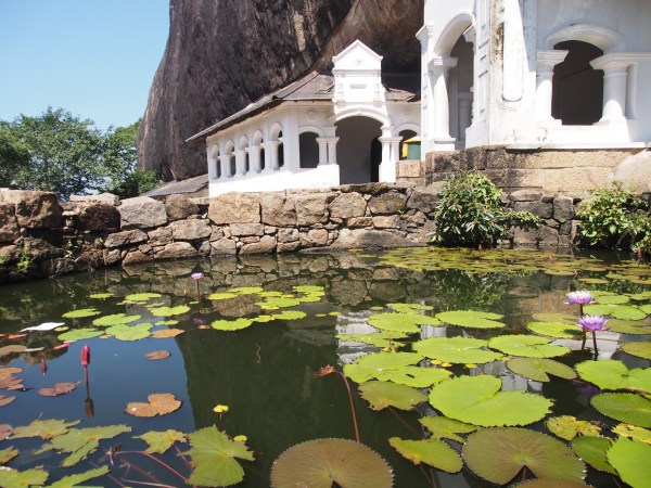 Cave upon cave built under the protection of the rock houses hundreds of Buddhas