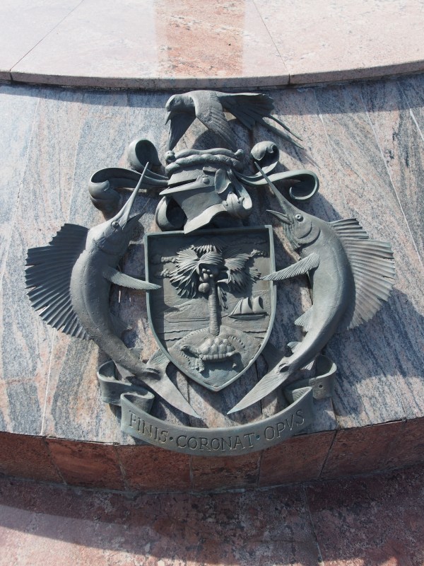 The official Seychelles logo with sailfish, turtle and coco de me