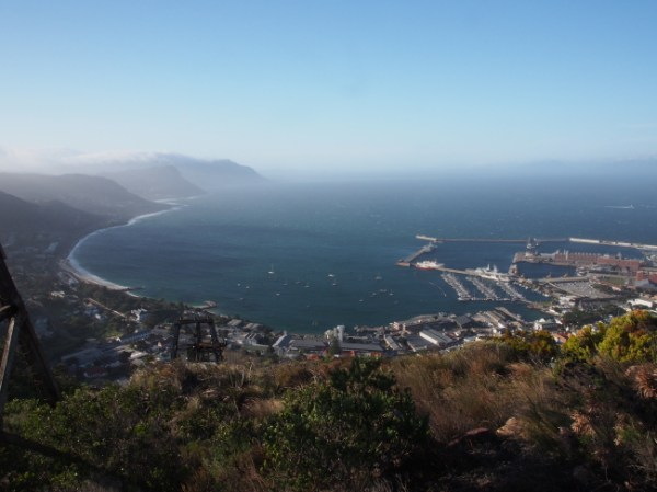 A view overlooking the coastal road starting in the marina on the right and stretching to Muzenburg in the distance
