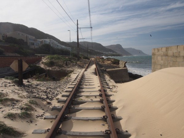 The railway line from Simon's Town which runs along the oceanside of False Bay and then into Cape Town