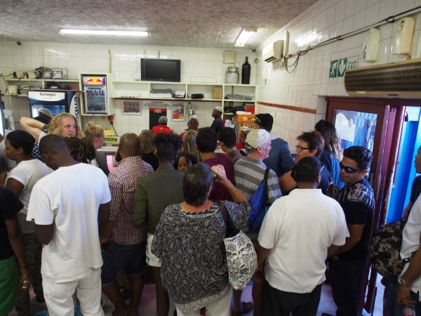 Once inside pandemonium reigns as people are keen to eat