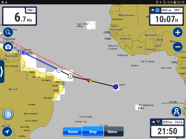 Our routing from Ascencion to Trinidad